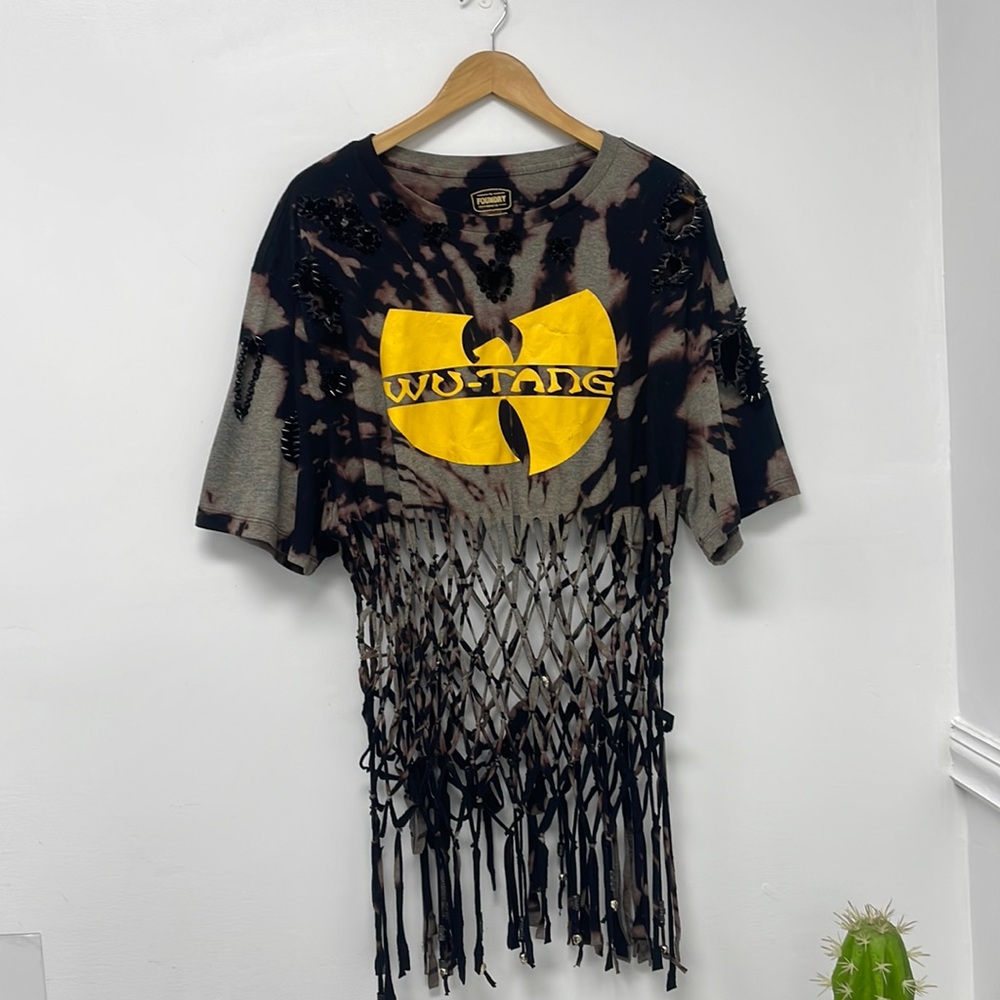 Custom DIY Tie Dye Studded Braided Wu Tang Crop Top
